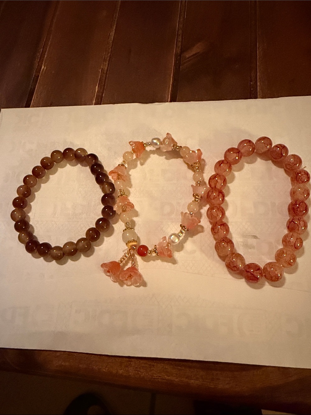 Rose Quartz and Carnelian Beaded Stretch Bracelet Trio